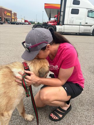 Bruno safely home in Kansas after his journey from Azerbaijan